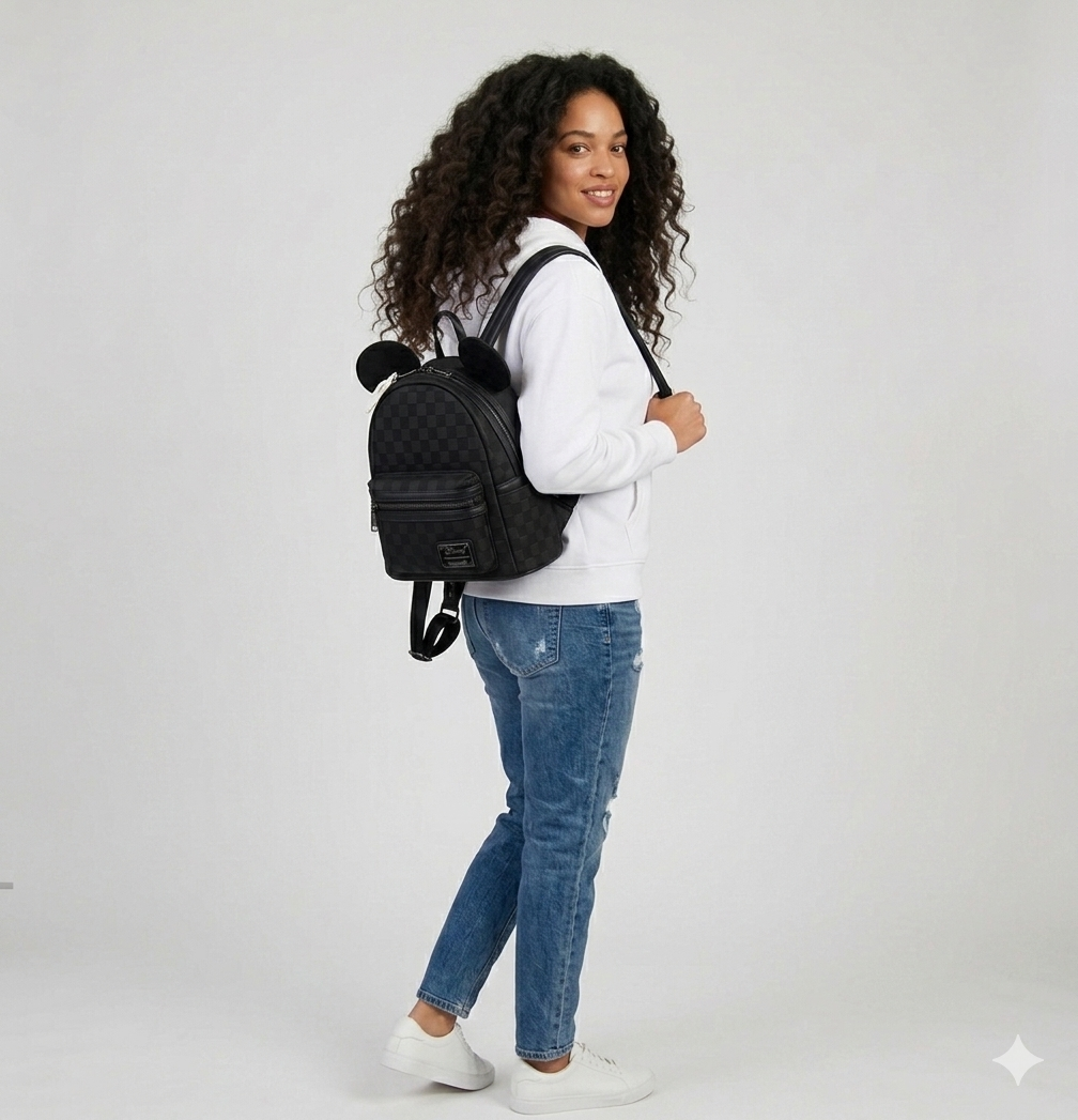 Loungefly - Mickey Mouse Evergreen Checkered Texture Mini Backpack